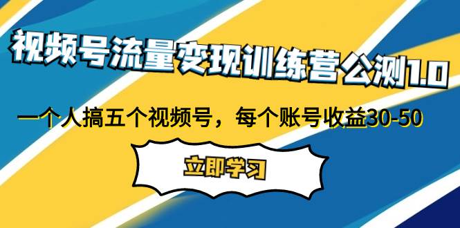 视频号流量变现训练营公测1.0：一个人搞五个视频号，每个账号收益30-50+