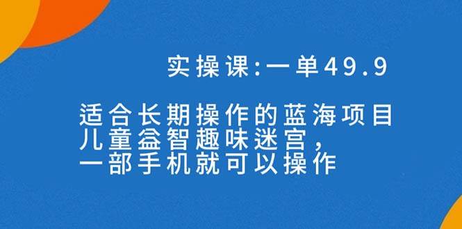 一单49.9长期蓝海项目，儿童益智趣味迷宫，机即可操作，当天就有收益