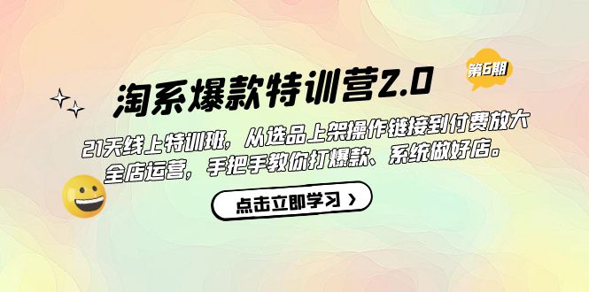 淘系爆款特训营2.0【第六期】从选品上架到付费放大/全店运营/打爆款/做好店