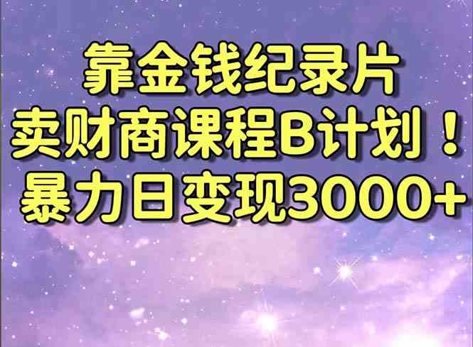 靠金钱纪录片卖财商课程B计划！暴力日变现3000+，喂饭式干货教程