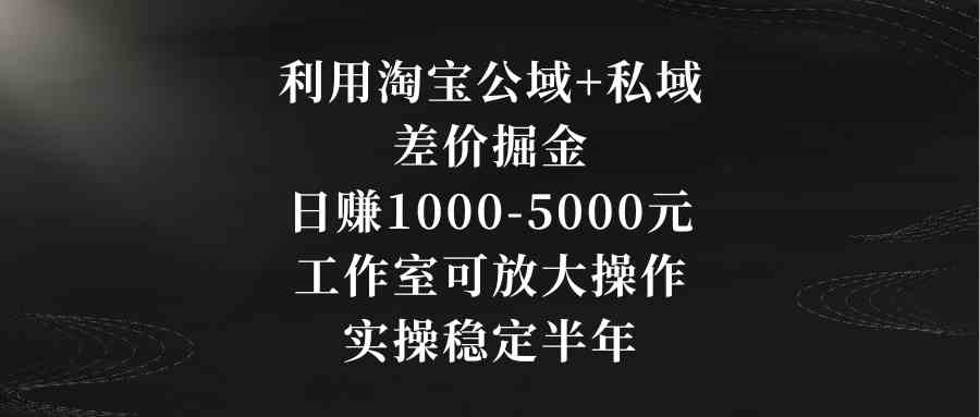 利用淘宝公域+私域差价掘金，日赚1000-5000元，工作室可放大操作，实操稳定半年