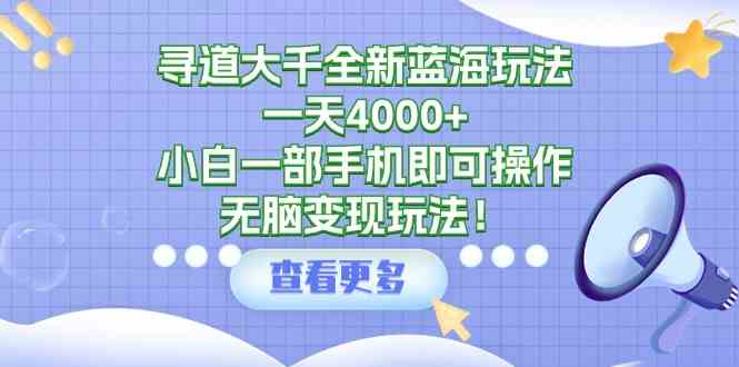 道大千全新蓝海玩法，一天4000+，小白一部手机即可操作，无脑变现玩法