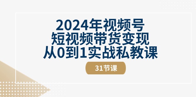 2024年视频号，短视频带货变现，从0到1实战私教课（31节视频课）
