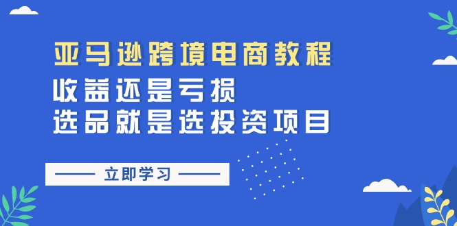 亚马逊跨境电商教程：收益还是亏损，选品就是选投资项目