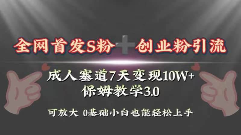全网首发s粉加创业粉引流变现，成人用品赛道7天变现10w+，保姆教学