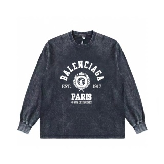 (顶级版本)巴黎世家Balenciaga经典logo定款水洗长袖 重工草洗+康利数码印花+款式无敌好看 ..硬挺轮廓版型 上身有型 整体很显气质 ，单穿  叠穿 内搭外穿  都完美单品 面料采用260克棉颜色:水洗黑尺码: S M L XL