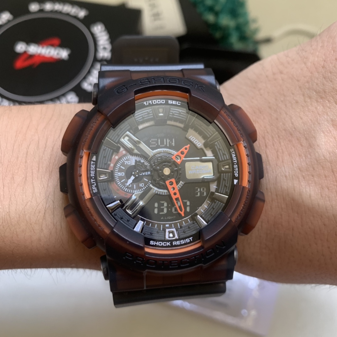 卡西欧  ga-110系列透明灰橙实拍图片
