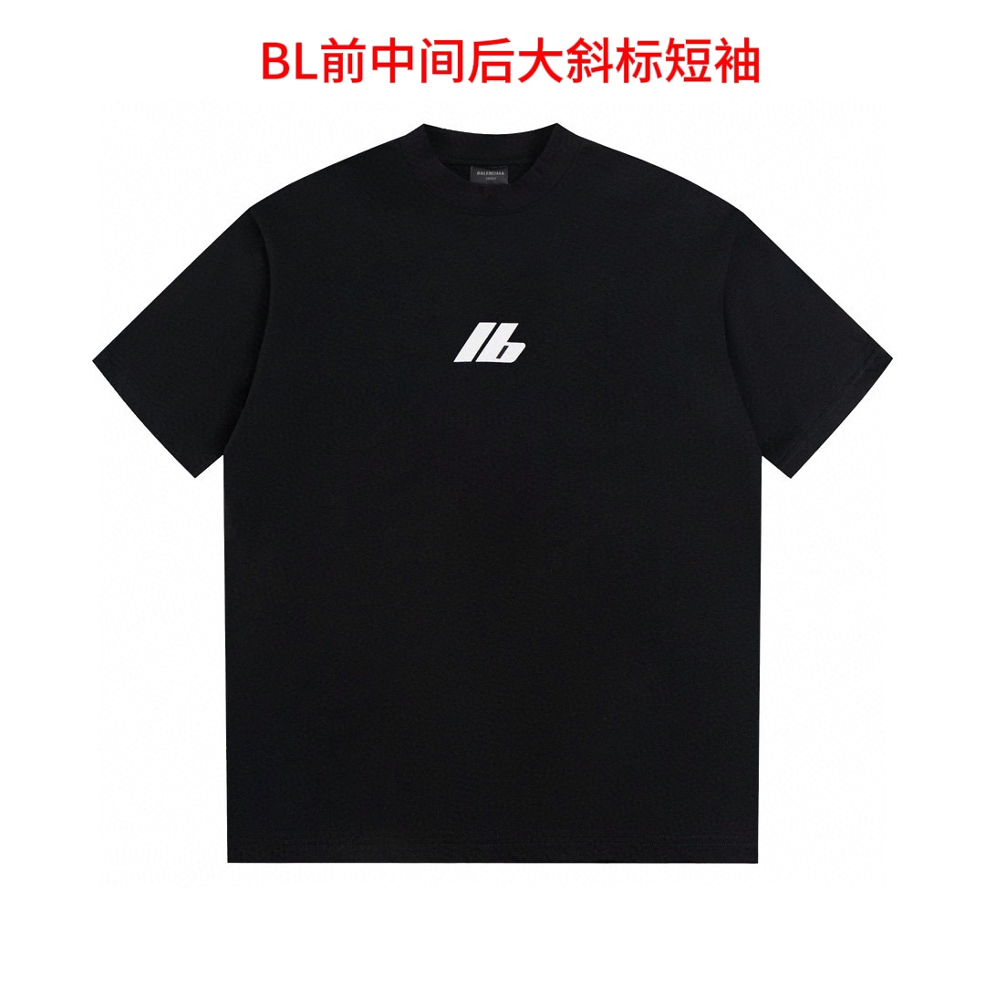 BL前中间后大斜标短袖BLCG 巴黎24ss经典LOGO印花短袖T恤  定织定染纯棉面料 黑白两色独家最高品质 质感市场通货没得比 尺码如下