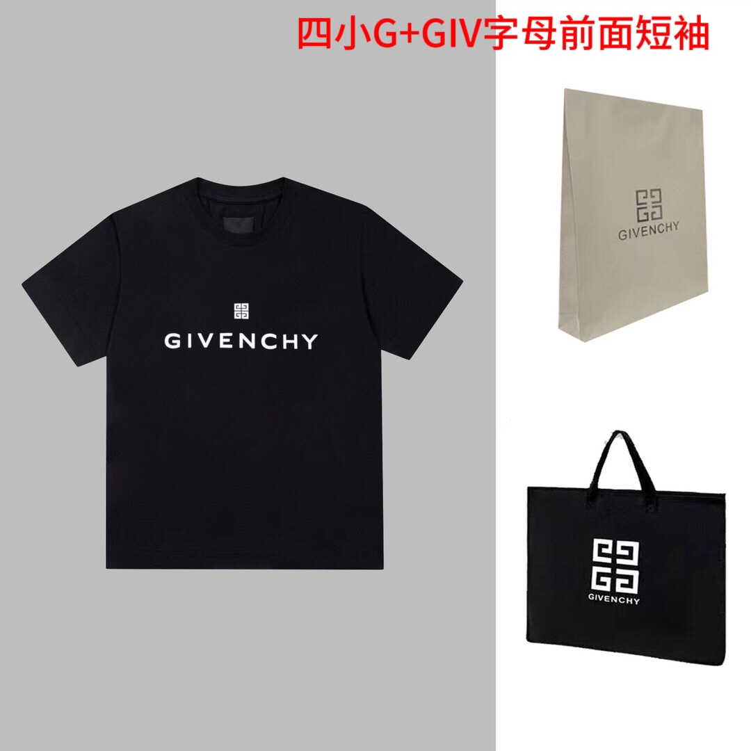 四小G+GIV字母前面短袖GVC 纪梵希 高版本1.1 2023/ss 最新.短袖Tee新元素BSTROY&GIV合作联名系列  前幅GIV主题 WWM暗黑系列康利直喷印花 创意总监Matthew M. W