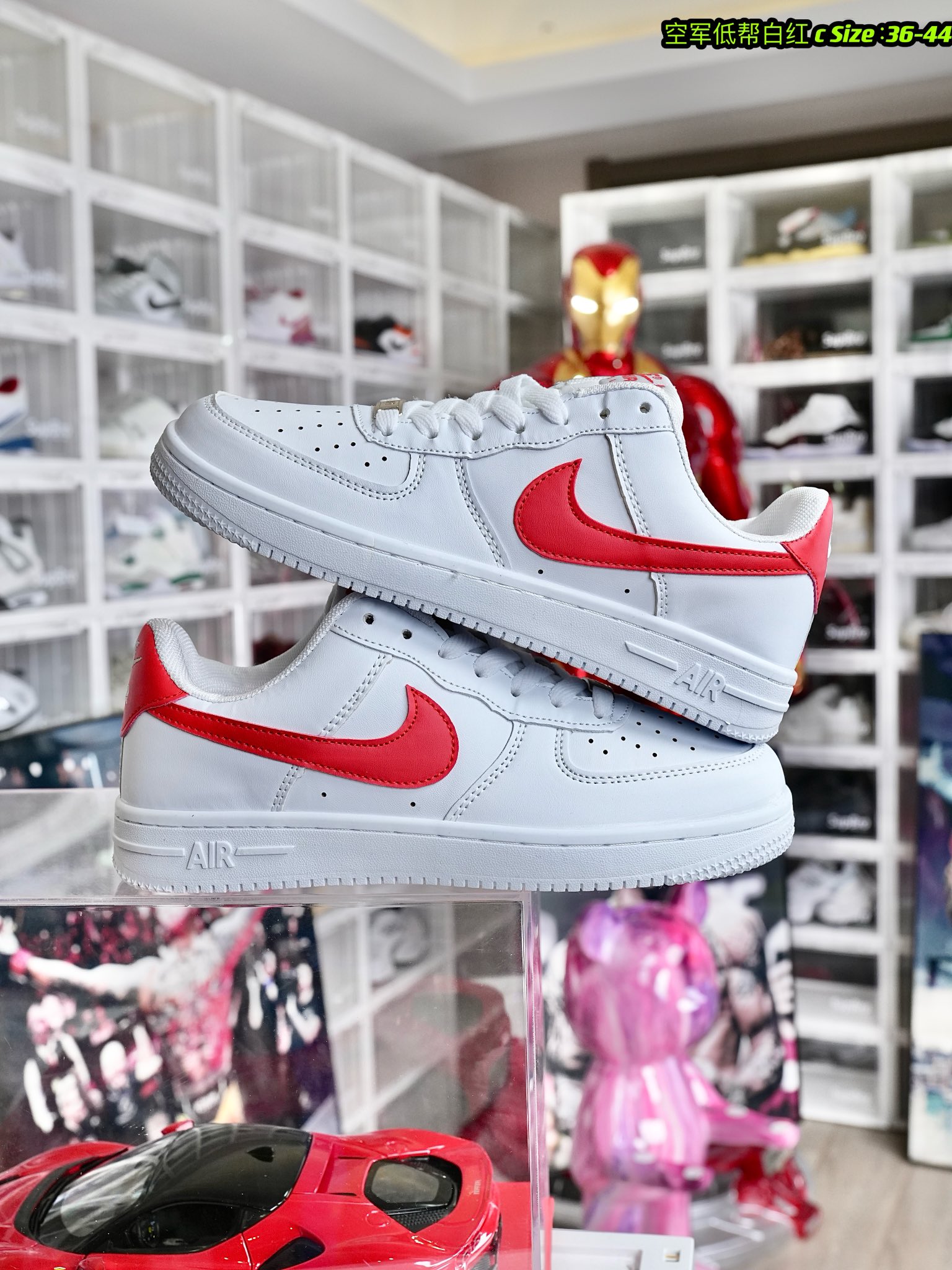 Nike AF1 空军一号低帮 白红 尺码36-44 男女码现货