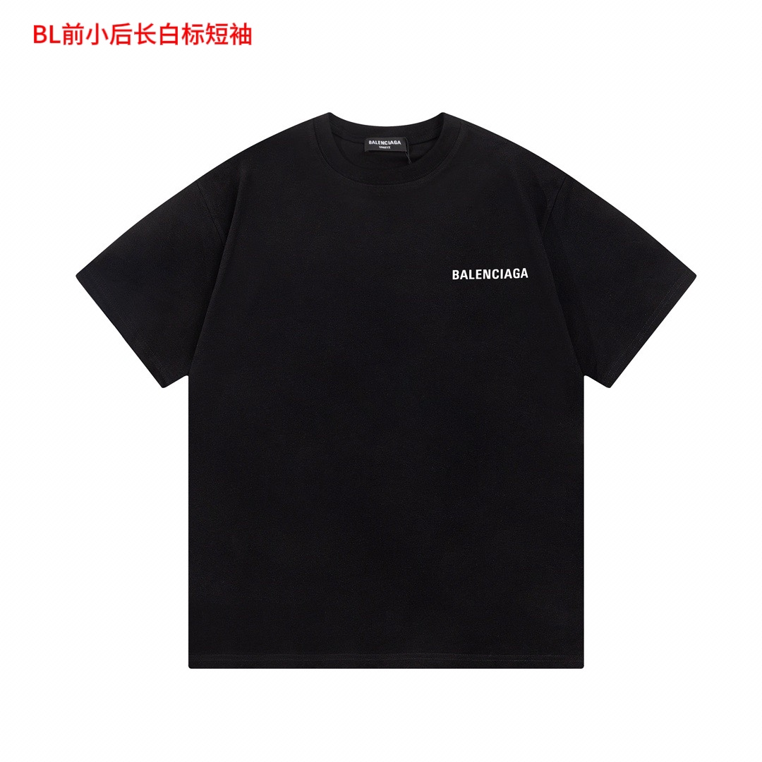 BL前小后长白标短袖巴黎世家  Balenciaga/巴黎世家短袖，新款胸前字母  后背字母logo印花短袖男女同款    采用双纱面料， 直喷工艺，手感非常舒服  永不过时的