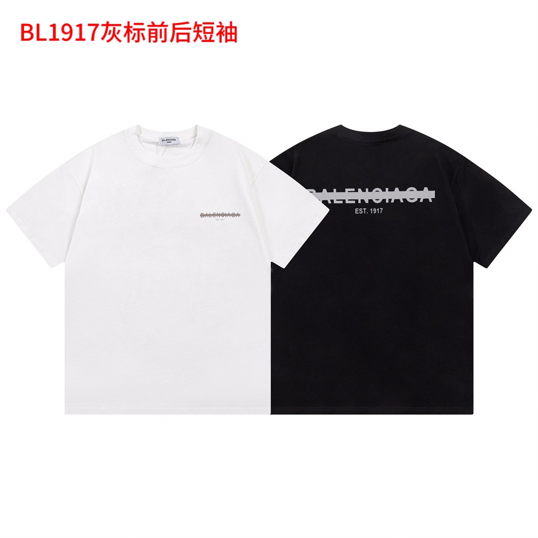 BL1917灰标前后短袖BALENCIAGA       Balenciaga/巴黎世家短袖，2023新款胸前小标封条字母  后背封条字母logo印花短袖男女同款    采用200g纯棉面料， 手感非常舒服  超级好看百搭的一款  OS落肩版型 时尚又个性  颜色：白，黑色                码数: M-4xl