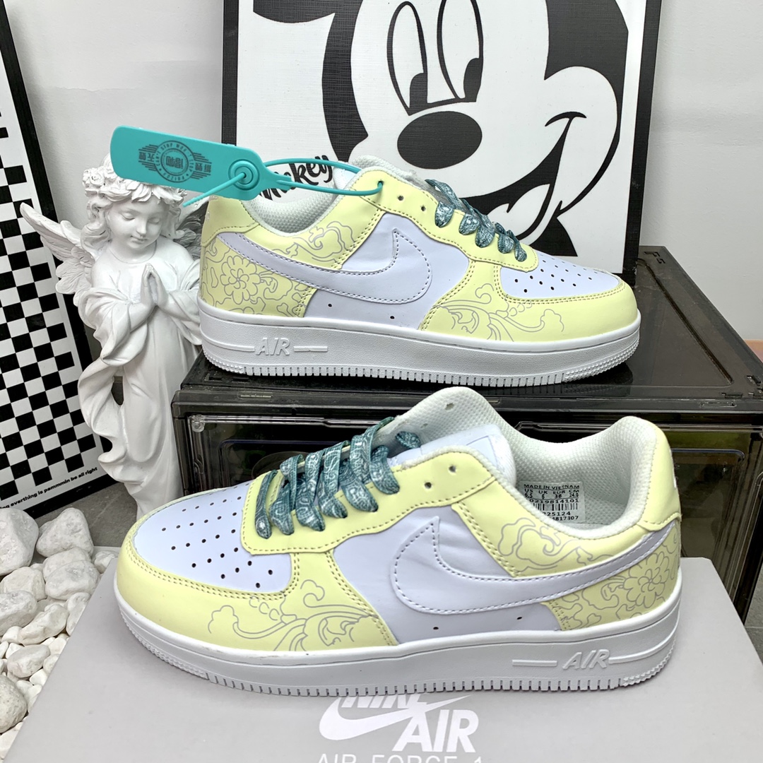 Nike AF1 空军一号 白黄 尺码36-44男女码现货