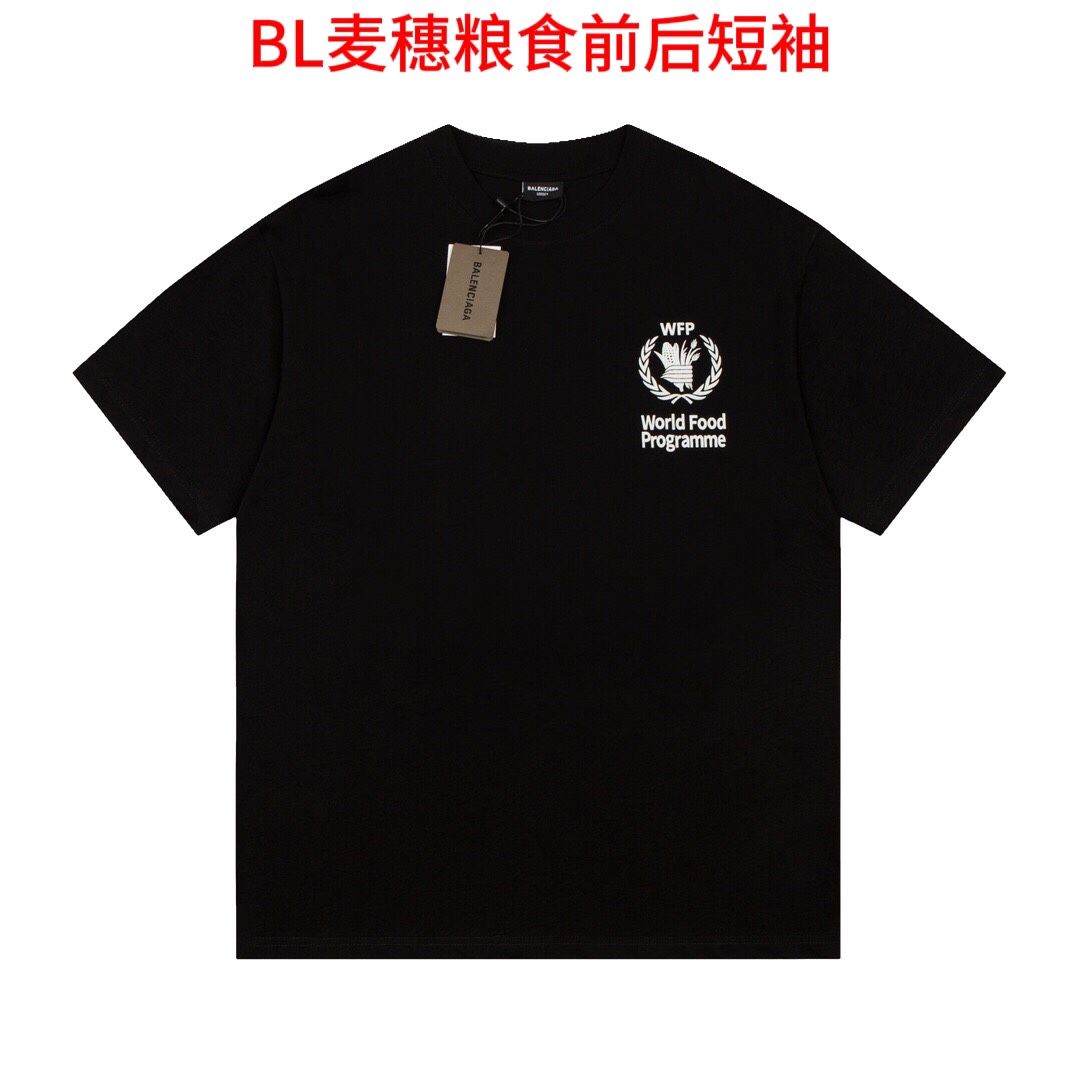 BL麦穗粮食前后短袖Balenciga/巴黎世家2023SS 麦穗粮食发泡短袖～标准的绒面发泡印花技术，纯棉面料，对色定染面料，超精细平网印花工艺，潮流感十足，定染纯棉面料，OS版型，三标齐全，男女同款。码数M-4xl