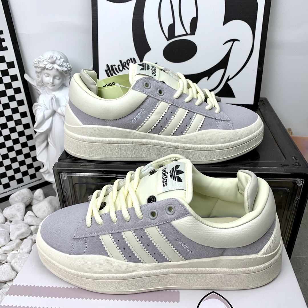 实拍图adidas 三叶草 面包鞋  坏痞兔子 米白灰 男女码数36到44