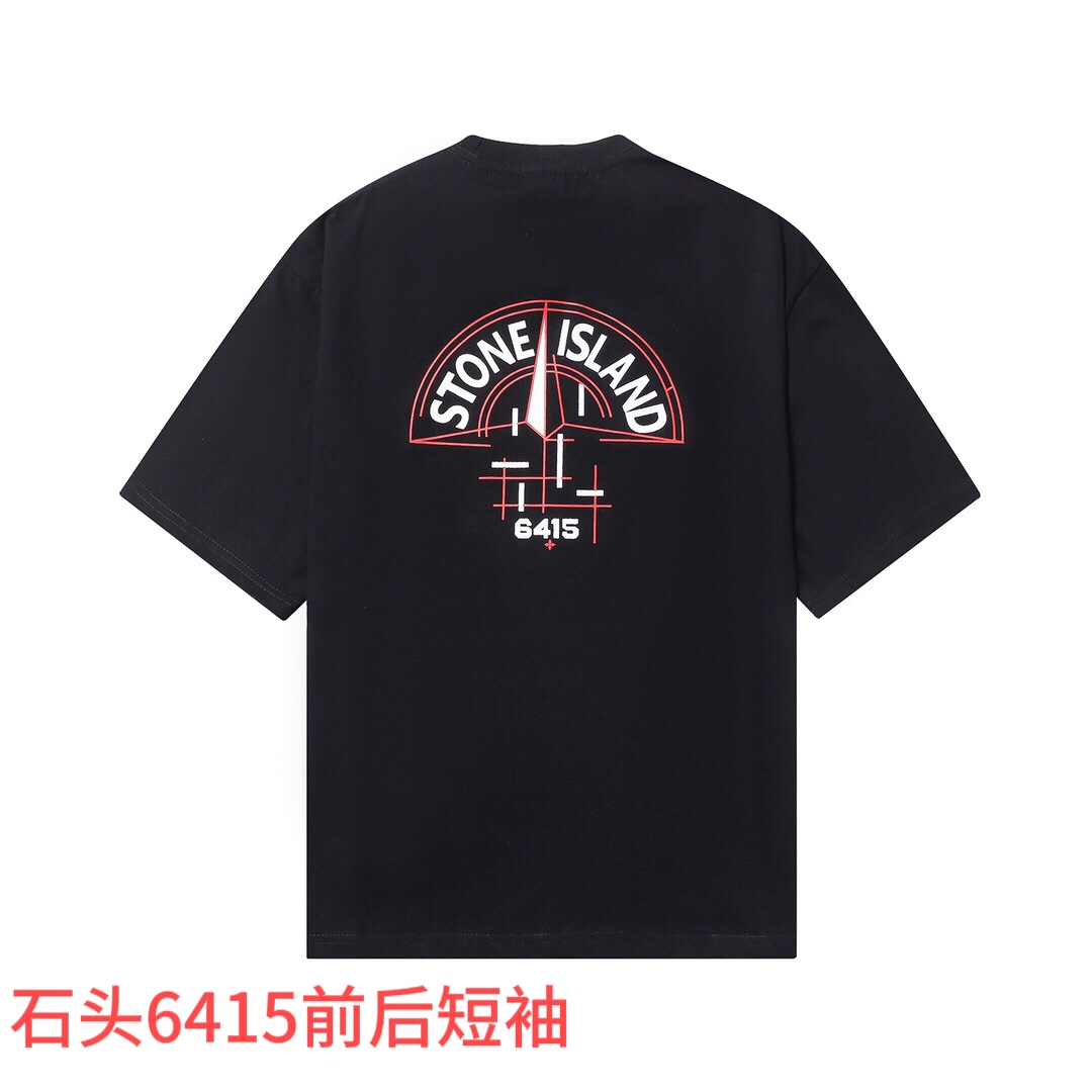 石头6415前后短袖石头岛stone island印花短袖T恤，宽松版型，男女同款，码数ML 特殊高瘦模特身材需要参考衣长谢谢M胸围96衣长64  推荐80-100斤L胸围100衣长