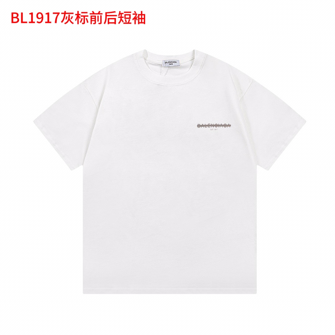BL1917灰标前后短袖BALENCIAGA       Balenciaga/巴黎世家短袖，2023新款胸前小标封条字母  后背封条字母logo印花短袖男女同款    采用200克纯棉面料， 手感非常舒服  超级好看百搭的一款  OS落肩版型 时尚又个性  颜色：白，黑色                码数: M-4xl