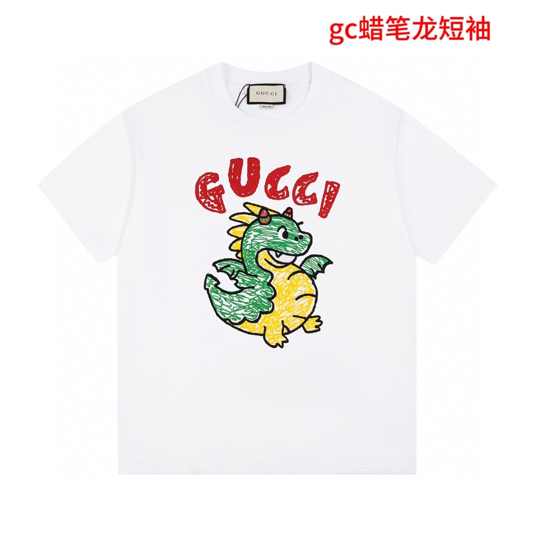 gc蜡笔龙短袖DWGucci 古奇 2024SS早春新款年限定 印花工艺 颜色：白色 黑色码数：M-4xl