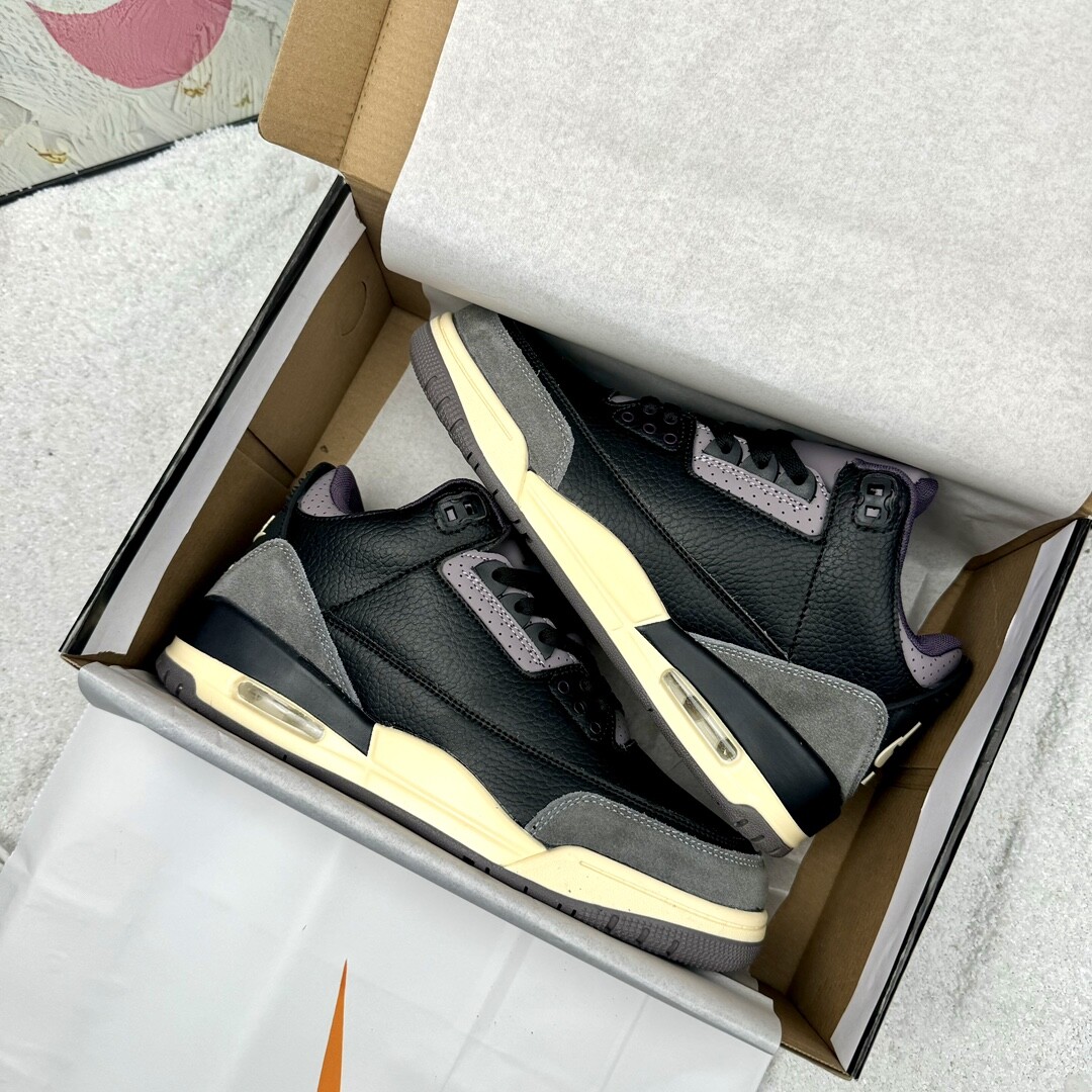 Air Jordan 3 Aj3低帮 闪电 藤原浩 黑紫 码数36-44 男女现货