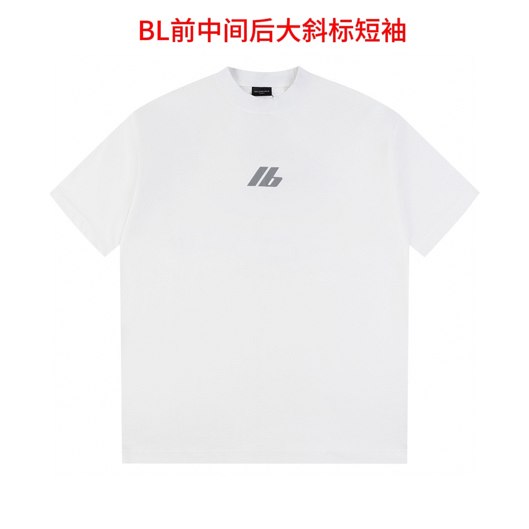 BL前中间后大斜标短袖BLCG 巴黎24ss经典LOGO印花短袖T恤  定织定染纯棉面料 黑白两色独家最高品质 质感市场通货没得比 尺码如下