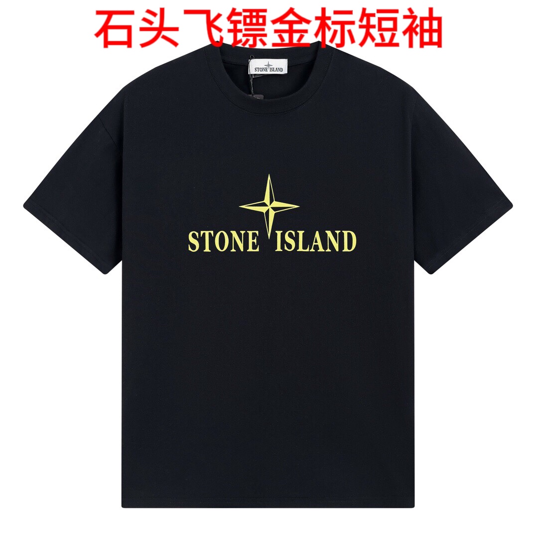 石头飞镖金标短袖【Stone lsland/石头岛夏季新款胸前飞镖英文印花图案短袖T恤】【原版打造 细节高控】 采用200克精梳棉 手感柔软舒适 吸汗透气.-简单基础