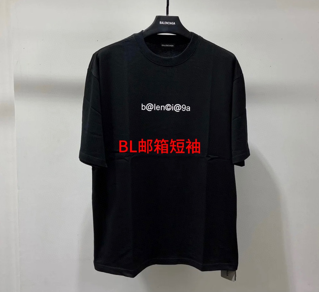 BL邮箱短袖BALENCIAGA 巴黎世家印花短袖T恤衫-面料纯棉面料-工艺：原版双针车线跨缝工艺 走线工整不歪区别市面小加工厂单针走线 压线工艺-印花：定制进口水