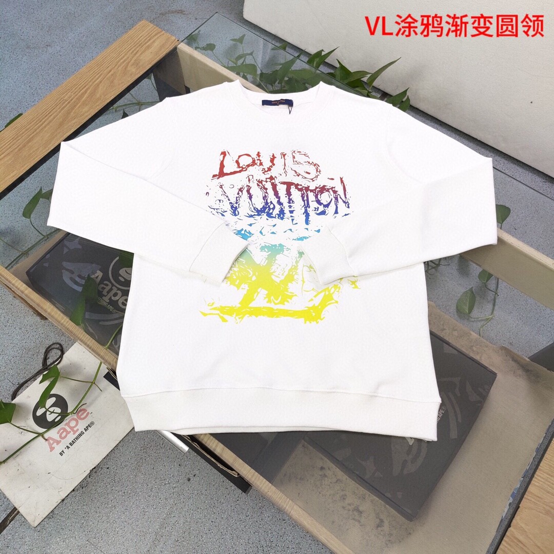 VL涂鸦渐变圆领350克纯棉华棉