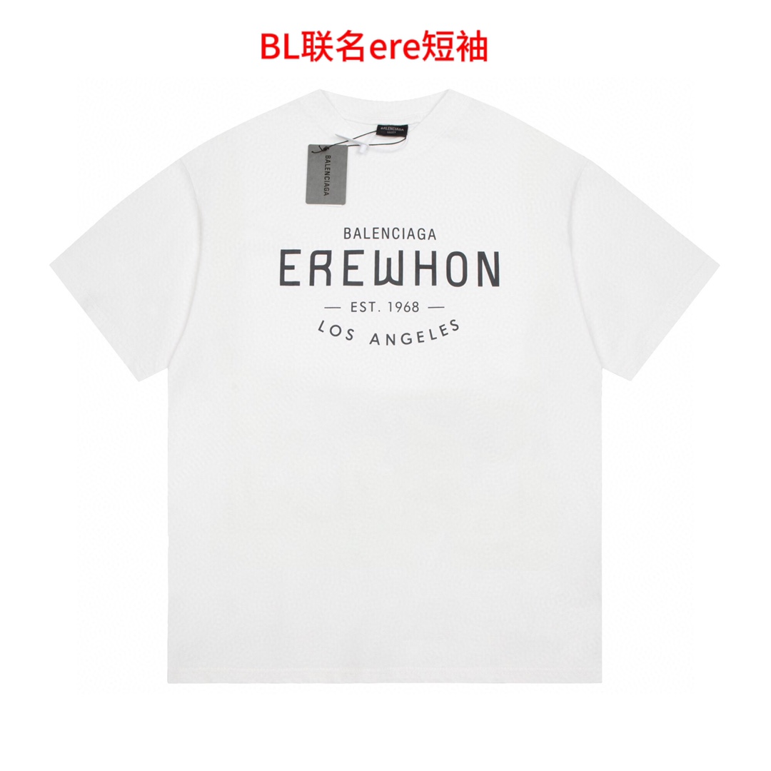 BL联名ere短袖高品质 Bal 巴黎世家 24ss  EREWHON 联名限定系列短袖 ，纯棉200克重工面料，对色定染面料，超精细平网印花工艺，潮流感十足，采用细致纱网材质
