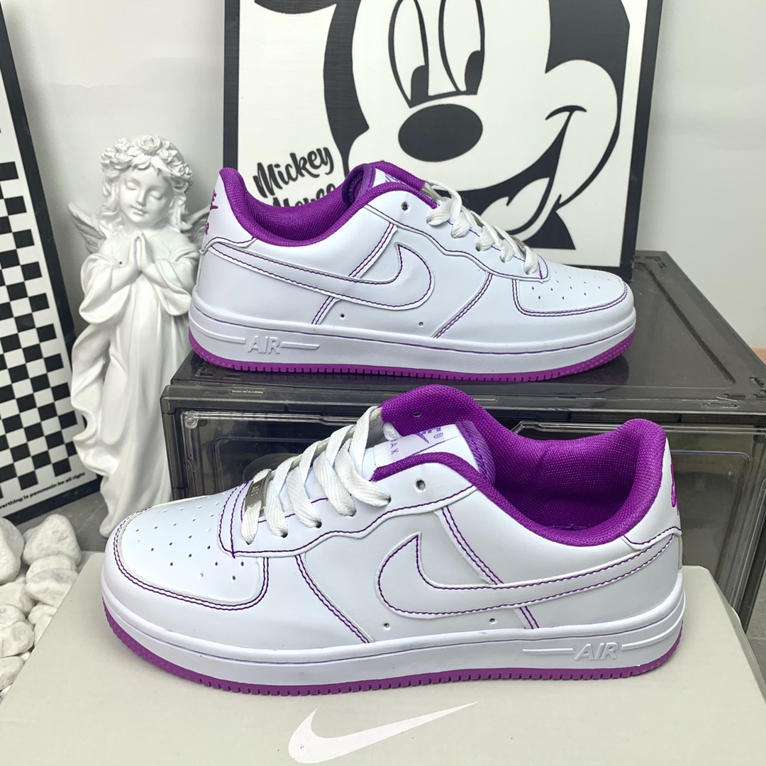  Nike Air Force 1 Mid AF1 缝线白紫 码数36-44 男女现货