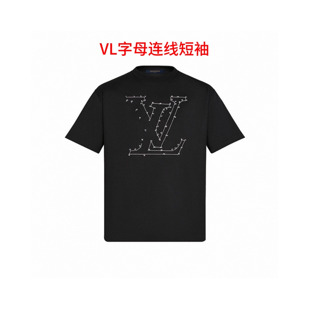 VL字母连线短袖出新疆棉200克 七天无理由退换 新增260克支持文化服 班服 活动图案定制。LOUIS VUITTON*路易威登LV星宿数字连线短袖T恤采用原板独家定制2