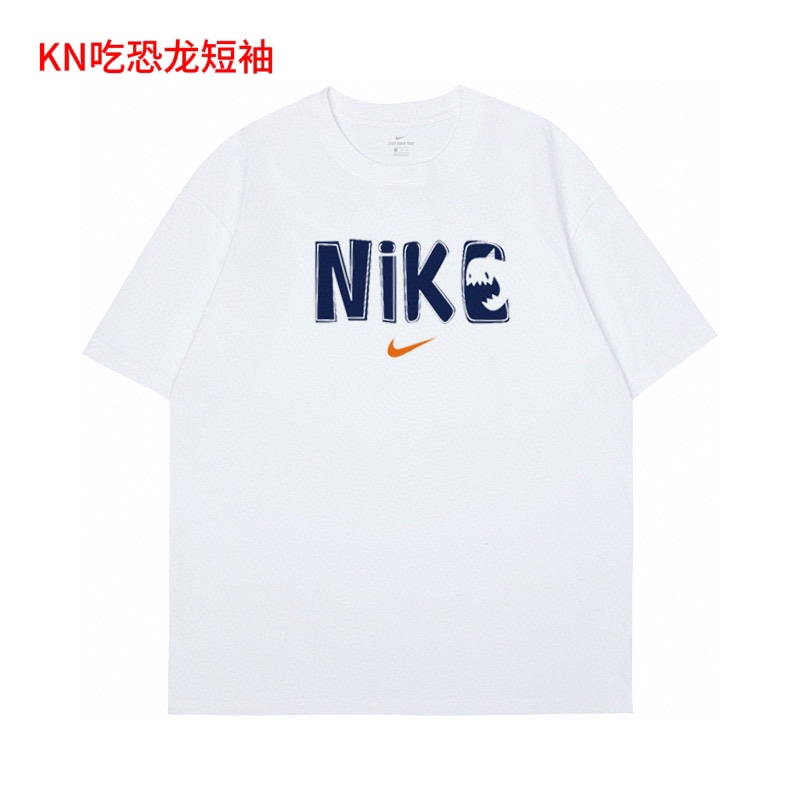 KN吃恐龙短袖耐克恐龙短袖】200g纯棉原包装吊牌#NIKE/耐克小怪兽恐龙印花纯棉T恤环保高品质印花 精致走线 无线头情侣款 男女均可搭配颜色：黑色 白色尺码：M-4xl