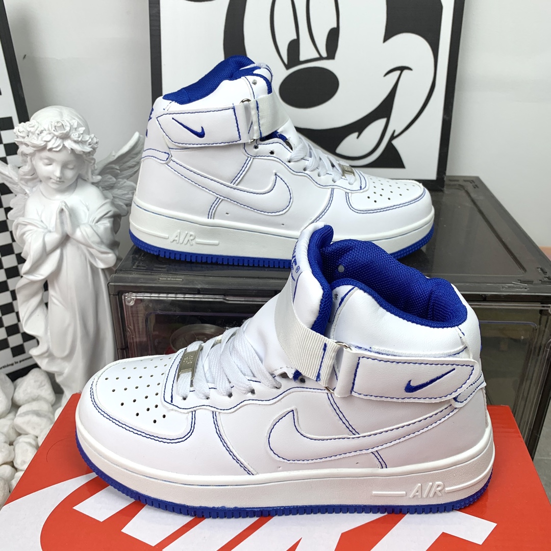 Nike Air Force 1 Mid AF1 空军一号中帮 马克线 白蓝 码数36-44 男女现货