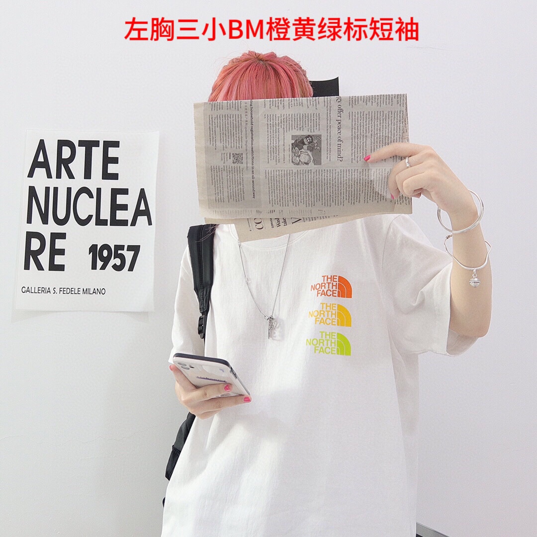 左胸三小BM橙黄绿标短袖TheNorthFace北面户外透气情侣短高端面料品控，触感柔软，舒适性碾压一切混纺产物，匠心打造 色彩表现力更加丰富，高温牢色水洗 随意