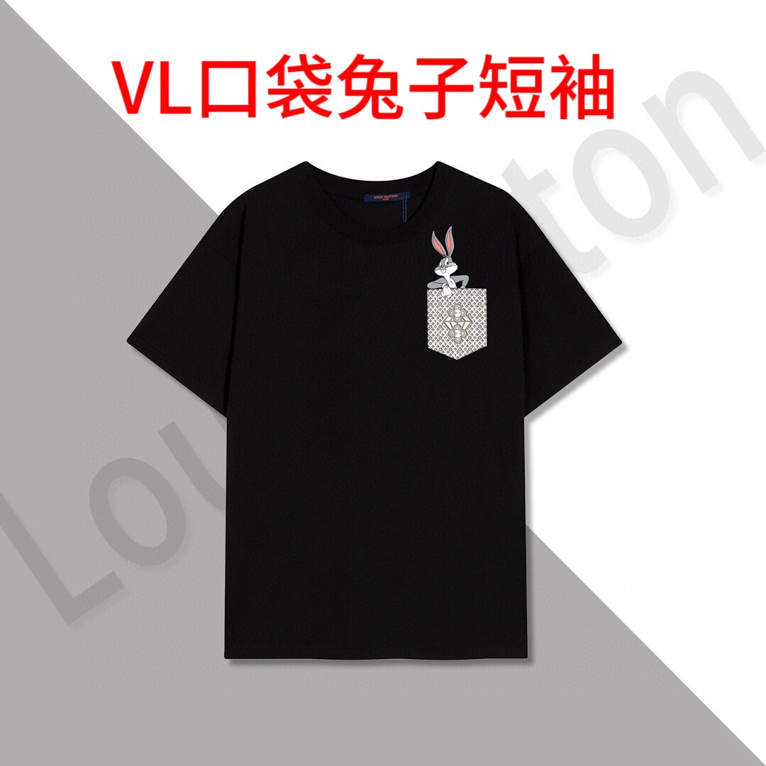VL口袋兔子短袖LV兔八哥假口袋短袖LV/Louis Vuitton/路易威登 23ss兔八哥假口袋短袖 面料：采用32支200g精棉双纱面料，不起球 不缩水 不褪色，同缸定染32支