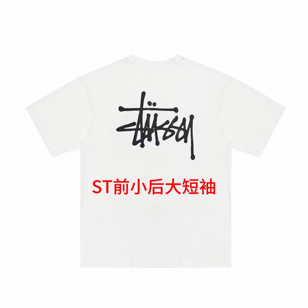 ST前小厚大短袖STUSSY斯图西短袖T恤经典LOGO印花短袖T胸前经典logo简单耐看...舒适透气..上身有型..经典百搭可配情侣印花采用特制高级印花..不开裂..不变形颜色：黑色  白色  灰色尺码: M-4xl