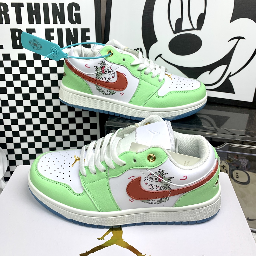 Air Jordan 1 Low Aj1低帮 泡泡龙 码数36-44 男女现货 鞋头鞋孔激光打孔  厚鞋舍 填充橡胶底（摩擦吱吱响）附送+手提袋