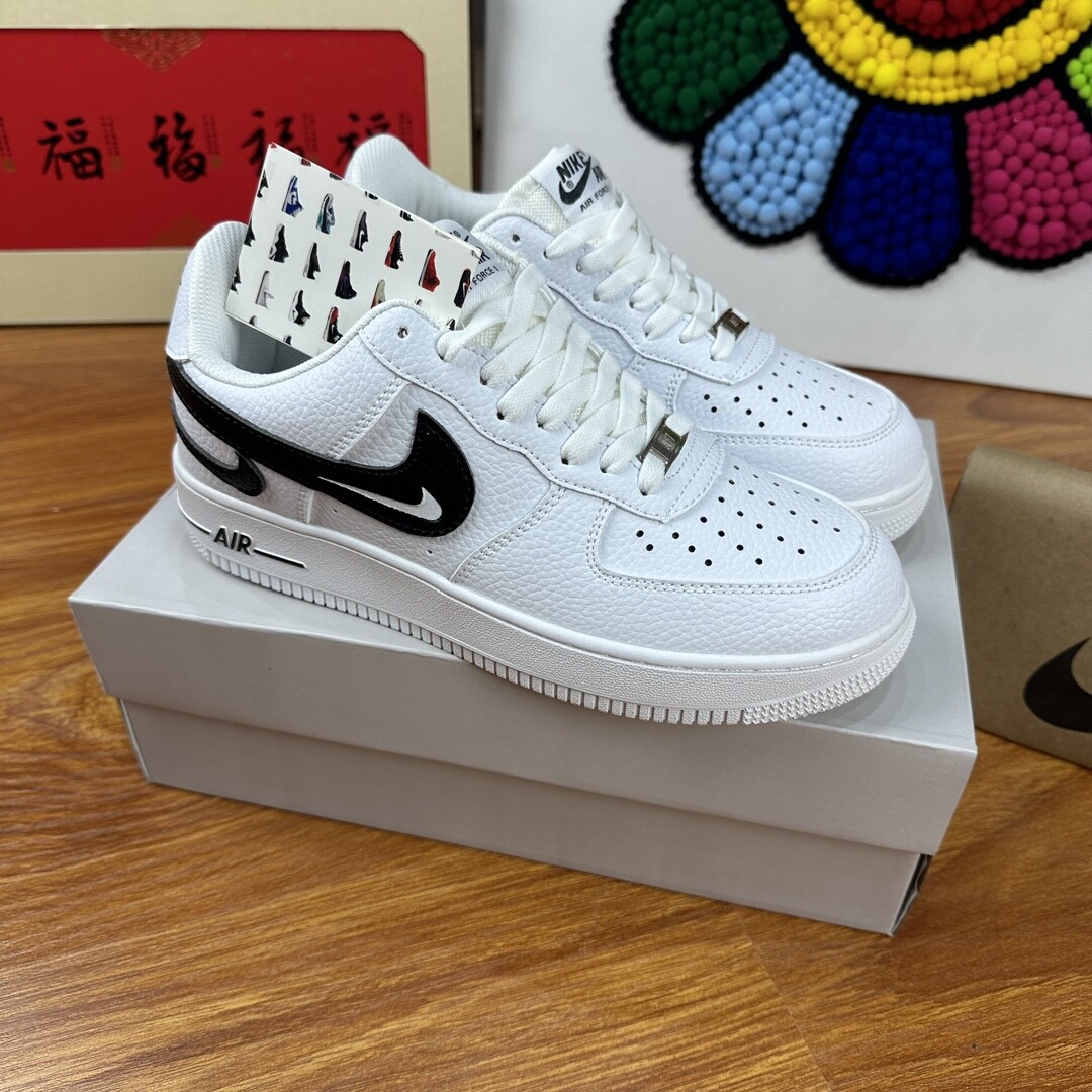 高版本头层皮NK Air Force 1 Low AF1 空军一号低帮  白黑双勾 码数36-44 男女现货