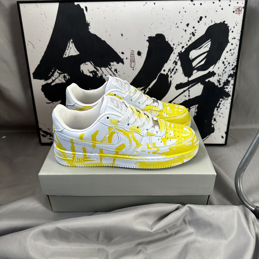  NK Air Force 1 Low AF1 空军一号低帮 黄色涂鸦喷墨36-44 男女现货