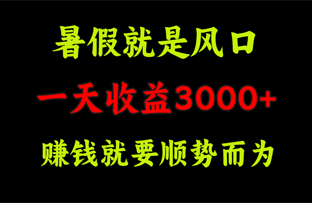 一天收益3000+，赚钱就是顺势而为，暑假就是风口-小千网络