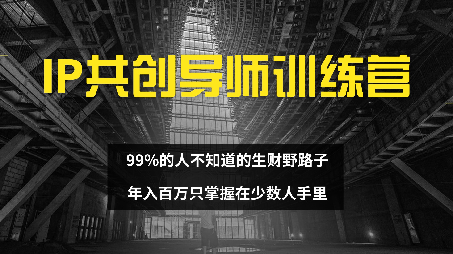IP共创导师训练营，99%的人不知道的生财野路子，只掌握在少数人手里