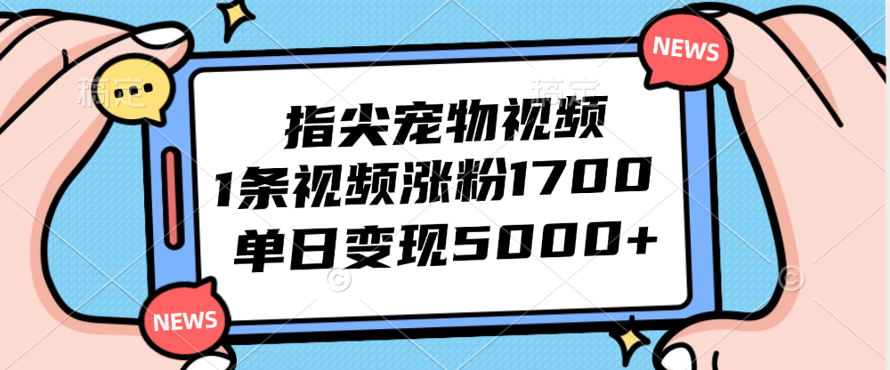 指尖宠物视频，1条视频涨粉1700+，单日变现5000+-小千网络