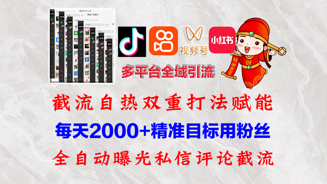 快手抖音小红书,视频号多平台全自动引流获客系统,精准全域引流,日引2000+精准粉-小千网络