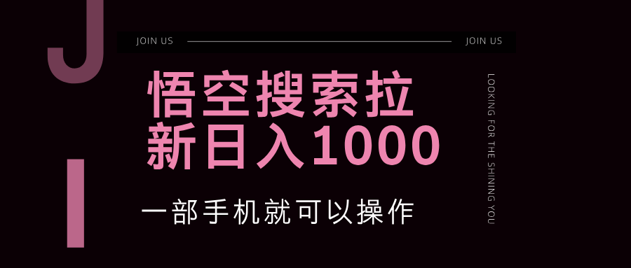 悟空搜索类拉新，蓝海项目，一部手机就可以操作，日入1000+-小千网络