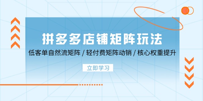 拼多多店铺矩阵玩法：低客单自然流矩阵/轻付费矩阵动销/核心权重提升