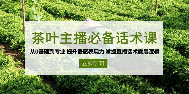 茶叶主播必备话术课，从0基础到专业，提升语感表现力，掌握直播话术底层逻辑