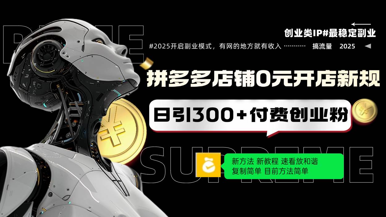 拼多多店铺0元开店新规,日引300+付费创业粉,目前方法简单复制粘贴可矩阵-小千网络